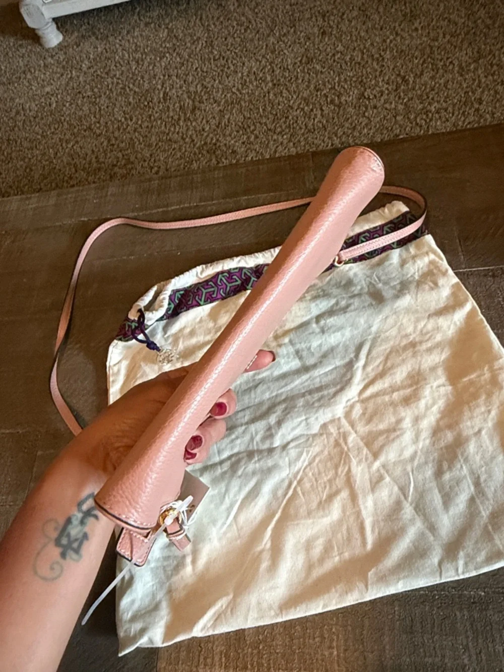 Tory Burch Blush Pink Pebbled Leather Crossbody with Gold Logo NWT